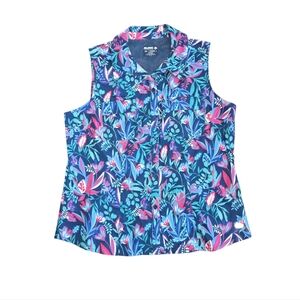 Reel Legends Mariner Floral Sleeveless Vented Shirt Women Sz 1X Fishing Outdoor